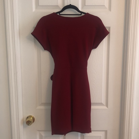 Red Faux Wrap Dress - Picture 3 of 5